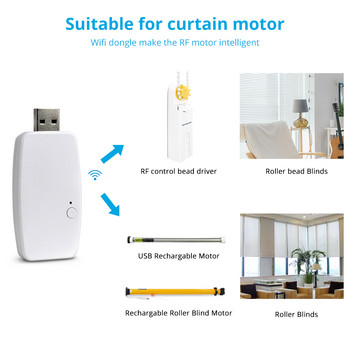 Zemismart Tuya Wifi USB ключ за Am15 RF ролетен сенник Motor App Control Mini Design Smart Curtain Motor