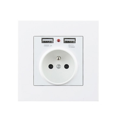 Avoir Priză Electrică de Perete FR Standard Francez Cu Usb Dublu 2A Alb Negru Auriu Gri Plastic Panou Prize Electrice 220V