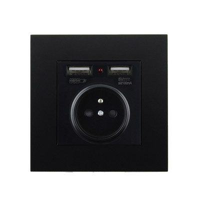 Avoir Priză Electrică de Perete FR Standard Francez Cu Usb Dublu 2A Alb Negru Auriu Gri Plastic Panou Prize Electrice 220V