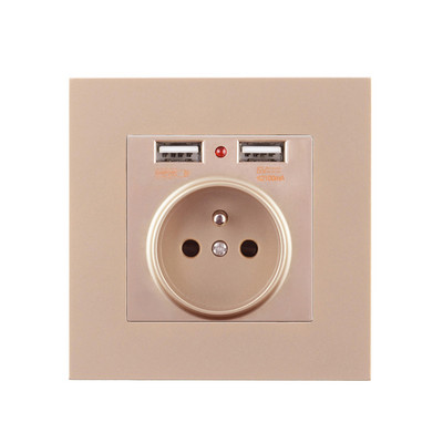 Avoir Priză Electrică de Perete FR Standard Francez Cu Usb Dublu 2A Alb Negru Auriu Gri Plastic Panou Prize Electrice 220V