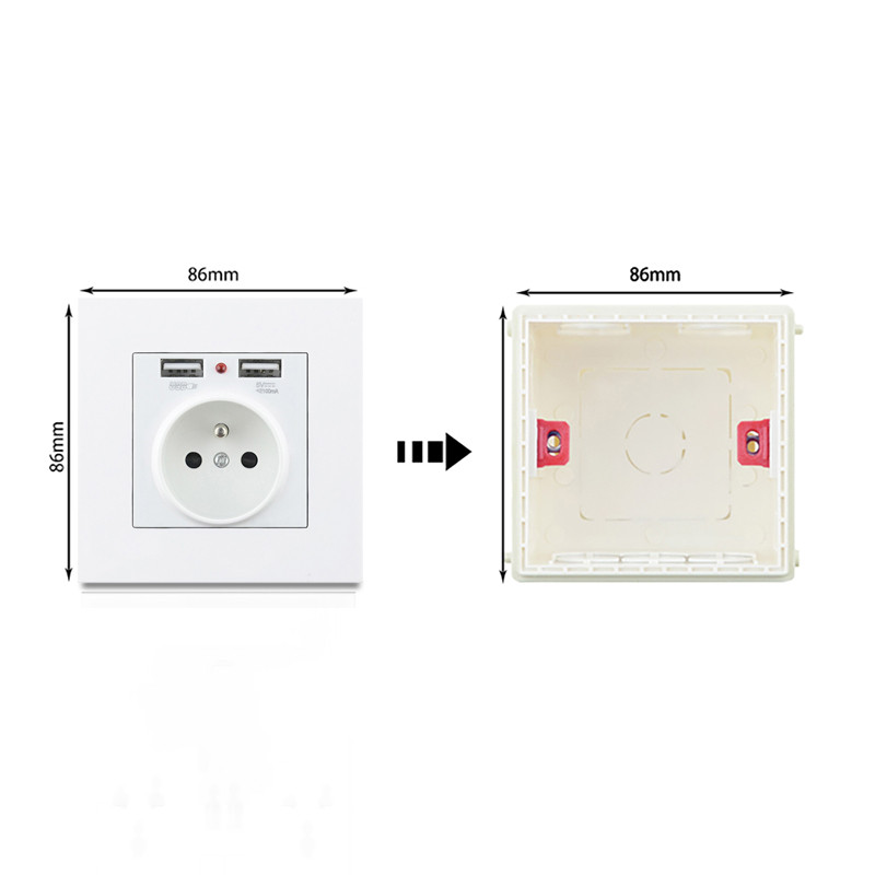 Avoir Priză Electrică de Perete FR Standard Francez Cu Usb Dublu 2A Alb Negru Auriu Gri Plastic Panou Prize Electrice 220V