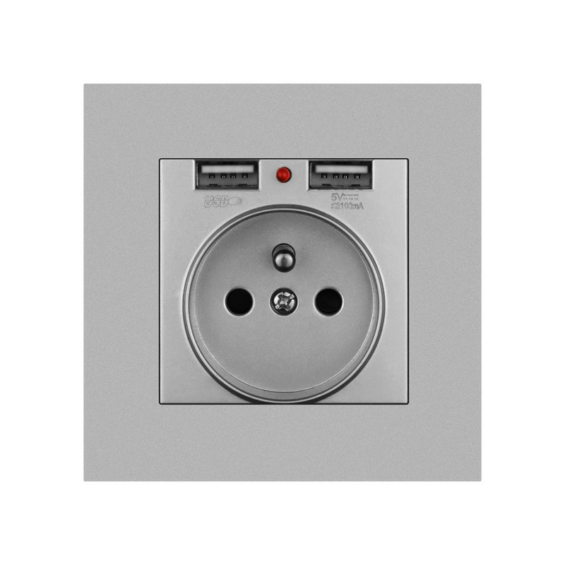 Avoir Priză Electrică de Perete FR Standard Francez Cu Usb Dublu 2A Alb Negru Auriu Gri Plastic Panou Prize Electrice 220V