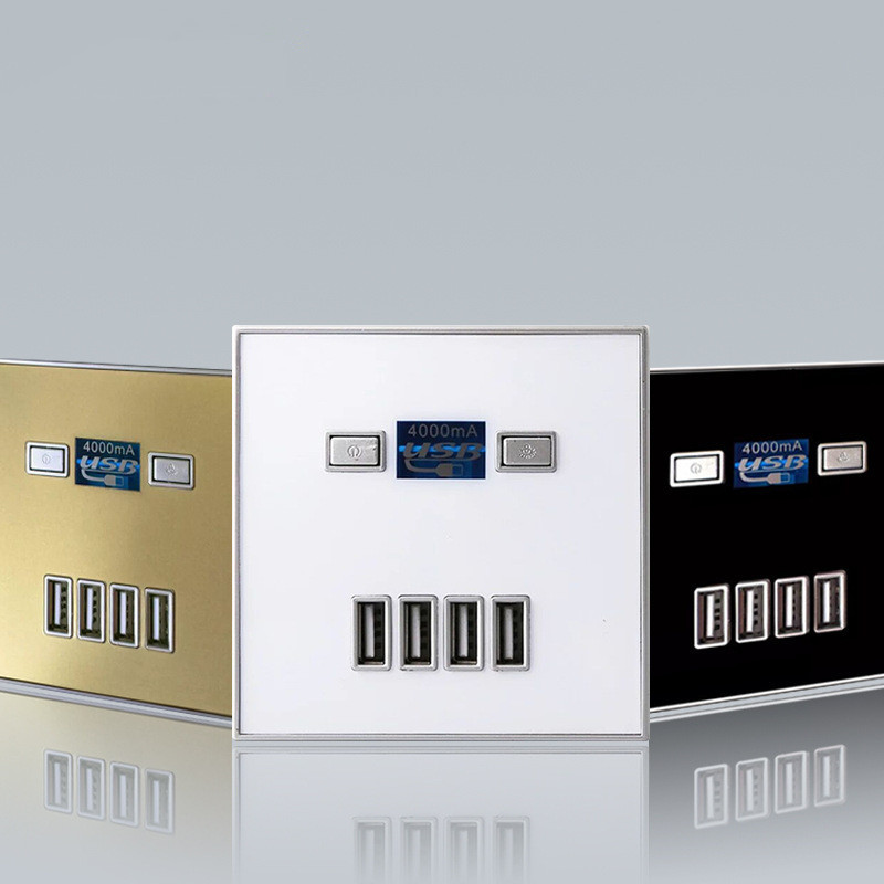 SRAN 4-portová USB zásuvka DC 5V 4A Nabíjacia zásuvka do steny Pripojovacia doska Enchufe USB AC 220V/36V