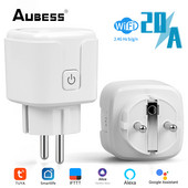 Tuya EU Plug 20A WIFI Telecomandă Timer Monitor de putere Priză inteligentă Funcționează cu Google Home Alice Alexa Smartlife App Control sincronizare