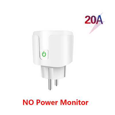 Tuya EU Plug 20A WIFI Telecomandă Timer Monitor de putere Priză inteligentă Funcționează cu Google Home Alice Alexa Smartlife App Control sincronizare