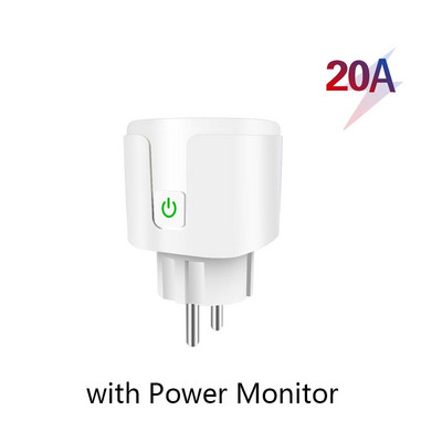 Tuya EU Plug 20A WIFI Telecomandă Timer Monitor de putere Priză inteligentă Funcționează cu Google Home Alice Alexa Smartlife App Control sincronizare