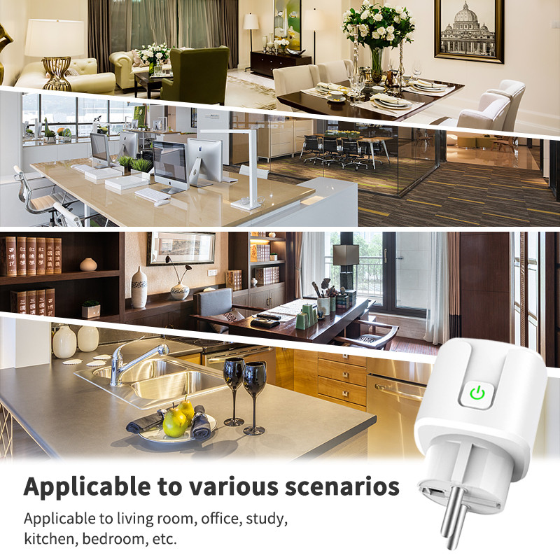 Tuya EU Plug 20A WIFI Telecomandă Timer Monitor de putere Priză inteligentă Funcționează cu Google Home Alice Alexa Smartlife App Control sincronizare