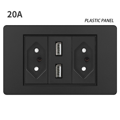 20A Brazilia Priză USB de perete Fișă braziliană Alimentare Tomada Presostat Panou din sticlă securizată Priză Jack 118 poziții Home Office