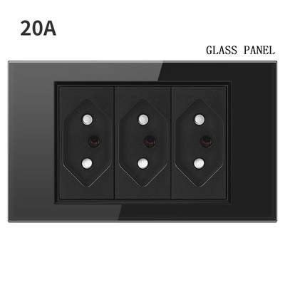 20A Brazilia Priză USB de perete Fișă braziliană Alimentare Tomada Presostat Panou din sticlă securizată Priză Jack 118 poziții Home Office