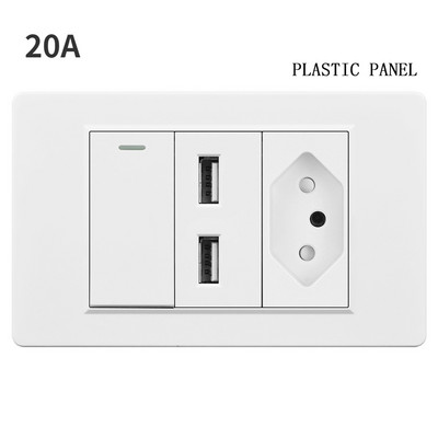20A Brazilia Priză USB de perete Fișă braziliană Alimentare Tomada Presostat Panou din sticlă securizată Priză Jack 118 poziții Home Office