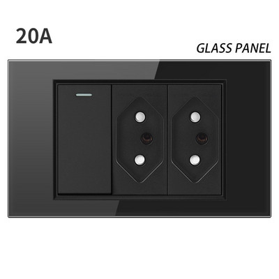 20A Brazilia Priză USB de perete Fișă braziliană Alimentare Tomada Presostat Panou din sticlă securizată Priză Jack 118 poziții Home Office