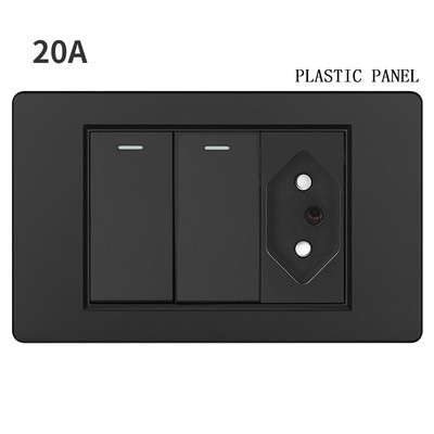 20A Brazilia Priză USB de perete Fișă braziliană Alimentare Tomada Presostat Panou din sticlă securizată Priză Jack 118 poziții Home Office