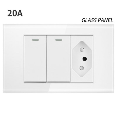 20A Brazilia Priză USB de perete Fișă braziliană Alimentare Tomada Presostat Panou din sticlă securizată Priză Jack 118 poziții Home Office