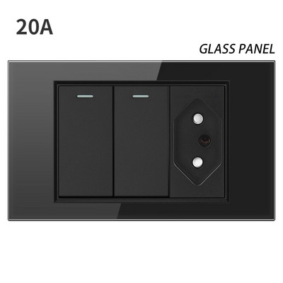 20A Brazilia Priză USB de perete Fișă braziliană Alimentare Tomada Presostat Panou din sticlă securizată Priză Jack 118 poziții Home Office