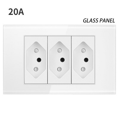 20A Brazilia Priză USB de perete Fișă braziliană Alimentare Tomada Presostat Panou din sticlă securizată Priză Jack 118 poziții Home Office