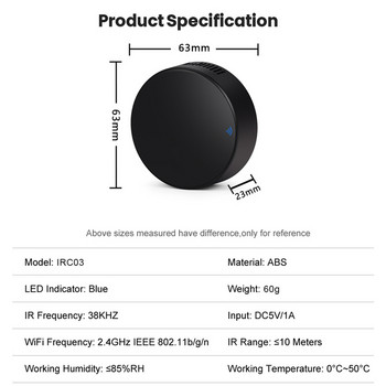 Τηλεχειριστήριο Tuya WiFi Universal Infrared IR RF433 2 in 1 Smart Home Controller TV DVD AUD Voice Λειτουργεί με την Alexa Google