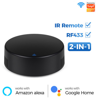 Tuya WiFi univerzális infravörös IR RF433 távirányító 2 az 1-ben Smart Home Controller TV DVD AUD Voice Működik az Alexa Google-lal