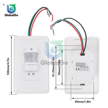 PIR превключвател със сензор за движение 180° 6-9M AC110V/AC 110V-240V Вграден инфрачервен интелигентен сензор за човешко тяло Стенен превключвател Работа на тъмно