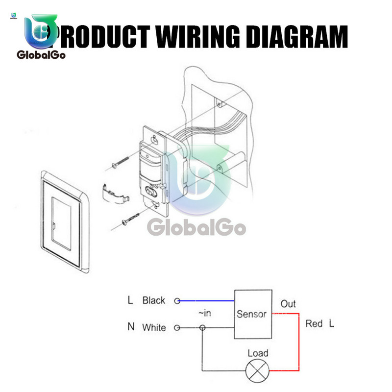 Comutator cu senzor de mișcare PIR 180° 6-9M AC110V/AC 110V-240V Întrerupător de perete cu senzor inteligent pentru corpul uman încastrat în infraroșu Lucrează în întuneric