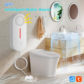 Tuya WiF Интелигентен детектор за изтичане на вода Сензор за ниво на водата 90dB Аларма за сила на звука Интелигентен мониторинг на живота Кухня Джаджи за баня