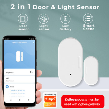 Lonsonho Tuya Smart Zigbee αισθητήρας φωτός πόρτας 2 σε 1 Ανιχνευτής παραθύρων Smartlife Home Automation Συμβατό με Alexa Google Home