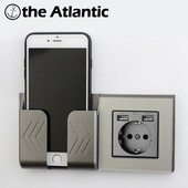 EU / DE / FR Стандартен щепсел Стенен контакт с двоен USB порт за зареждане за зареждане на мобилен телефон Държач за телефон 86 Тип