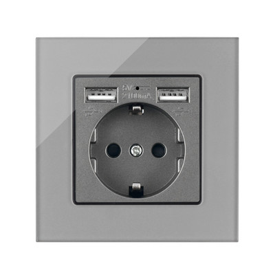 EU / DE / FR Стандартен щепсел Стенен контакт с двоен USB порт за зареждане за зареждане на мобилен телефон Държач за телефон 86 Тип