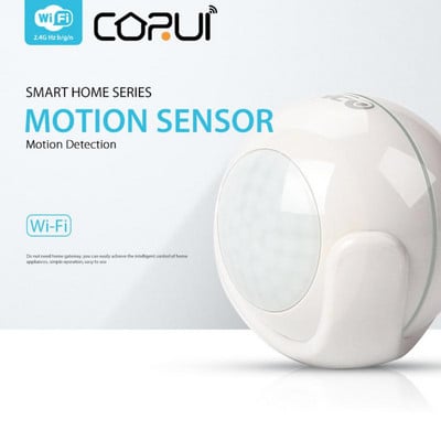 CORUI WiFi viedais PIR kustības sensors viedās mājas sīkrīki sensora detektors, kas saderīgs ar IFTTT balss vadībai bez centrmezgla SmartLink
