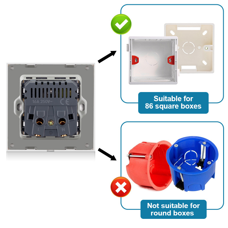 Priză JHJCH UE, mufă cu port de încărcare USB 2.1a 16A, panou din sticlă, priză rusă spaniolă