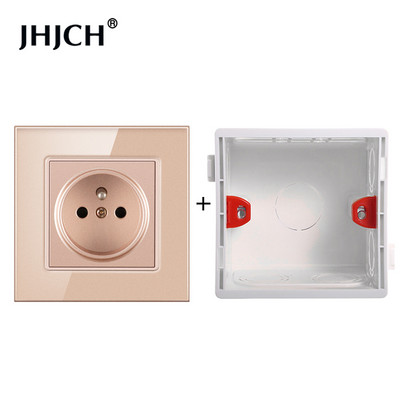 Priză standard franceză JHJCH, panou din sticlă, sursă de alimentare franceză, priză de împământare 16a 220V, ușă de protecție pentru copii