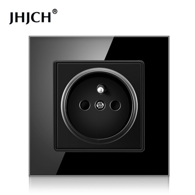 Priză standard franceză JHJCH, panou din sticlă, sursă de alimentare franceză, priză de împământare 16a 220V, ușă de protecție pentru copii