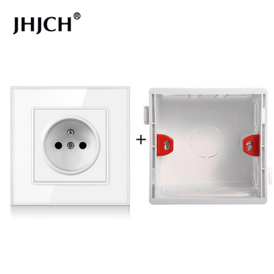 Priză standard franceză JHJCH, panou din sticlă, sursă de alimentare franceză, priză de împământare 16a 220V, ușă de protecție pentru copii