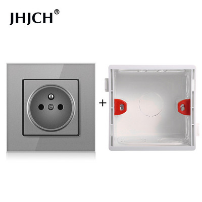 Priză standard franceză JHJCH, panou din sticlă, sursă de alimentare franceză, priză de împământare 16a 220V, ușă de protecție pentru copii