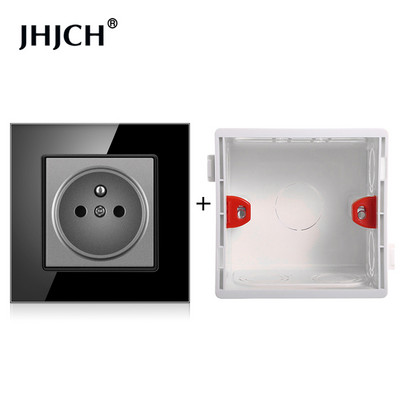 Priză standard franceză JHJCH, panou din sticlă, sursă de alimentare franceză, priză de împământare 16a 220V, ușă de protecție pentru copii