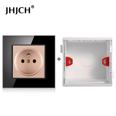 Priză standard franceză JHJCH, panou din sticlă, sursă de alimentare franceză, priză de împământare 16a 220V, ușă de protecție pentru copii