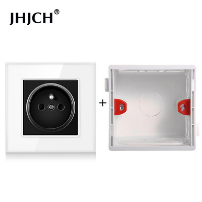 Priză standard franceză JHJCH, panou din sticlă, sursă de alimentare franceză, priză de împământare 16a 220V, ușă de protecție pentru copii