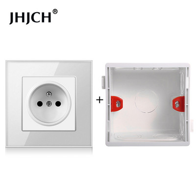 Priză standard franceză JHJCH, panou din sticlă, sursă de alimentare franceză, priză de împământare 16a 220V, ușă de protecție pentru copii