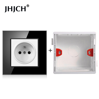Priză standard franceză JHJCH, panou din sticlă, sursă de alimentare franceză, priză de împământare 16a 220V, ușă de protecție pentru copii
