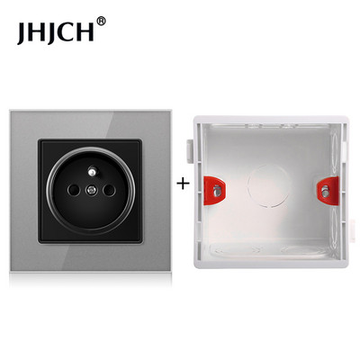 Priză standard franceză JHJCH, panou din sticlă, sursă de alimentare franceză, priză de împământare 16a 220V, ușă de protecție pentru copii