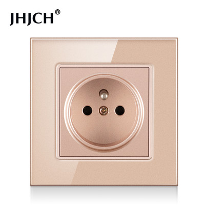 Priză standard franceză JHJCH, panou din sticlă, sursă de alimentare franceză, priză de împământare 16a 220V, ușă de protecție pentru copii