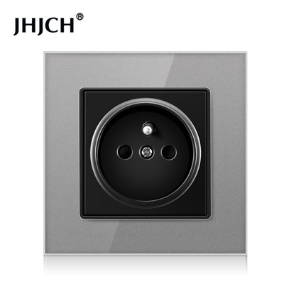 Priză standard franceză JHJCH, panou din sticlă, sursă de alimentare franceză, priză de împământare 16a 220V, ușă de protecție pentru copii