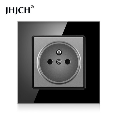 Priză standard franceză JHJCH, panou din sticlă, sursă de alimentare franceză, priză de împământare 16a 220V, ușă de protecție pentru copii