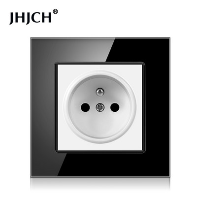 Priză standard franceză JHJCH, panou din sticlă, sursă de alimentare franceză, priză de împământare 16a 220V, ușă de protecție pentru copii