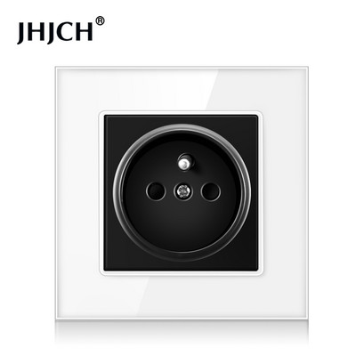 Priză standard franceză JHJCH, panou din sticlă, sursă de alimentare franceză, priză de împământare 16a 220V, ușă de protecție pentru copii