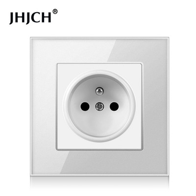 Priză standard franceză JHJCH, panou din sticlă, sursă de alimentare franceză, priză de împământare 16a 220V, ușă de protecție pentru copii