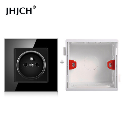 Priză standard franceză JHJCH, panou din sticlă, sursă de alimentare franceză, priză de împământare 16a 220V, ușă de protecție pentru copii