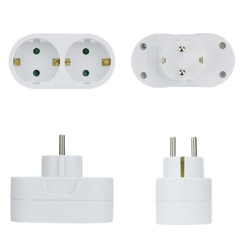 Convertor de priză UE/Germană 16A 250V Fișă de conversie europeană Priză 1 la 2 căi Adaptor de călătorie acasă 3500W Priză electrică de perete