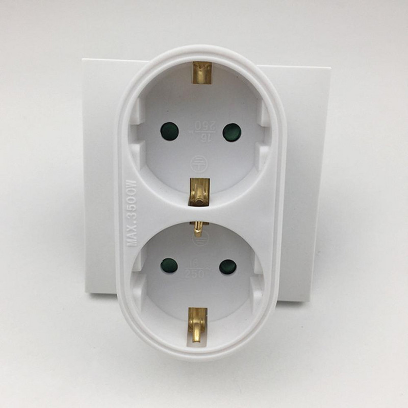 Convertor de priză UE/Germană 16A 250V Fișă de conversie europeană Priză 1 la 2 căi Adaptor de călătorie acasă 3500W Priză electrică de perete