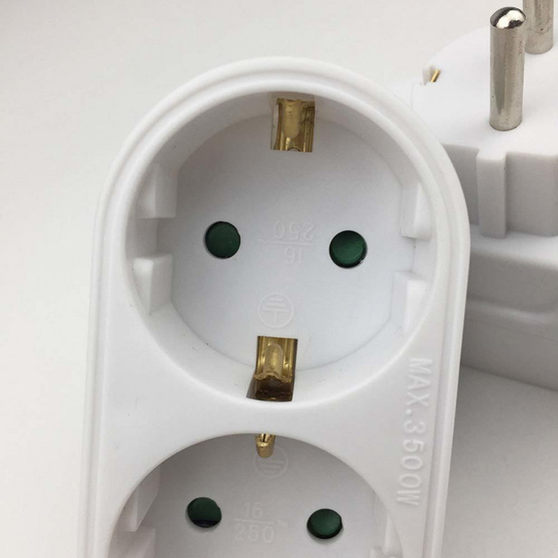 Convertor de priză UE/Germană 16A 250V Fișă de conversie europeană Priză 1 la 2 căi Adaptor de călătorie acasă 3500W Priză electrică de perete