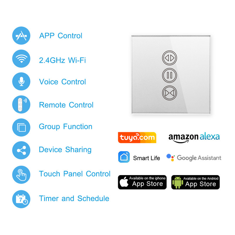 Tuya Smart Life WiFi prekidač za zavjese srebrne boje za rolete s električnim motorom s podrškom za daljinsko upravljanje Google Home Alexa